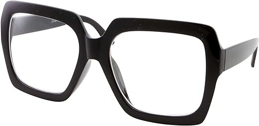 Photo 1 of grinderPUNCH XL Black Thick Square Oversized Clear Lens Glasses - Men and Women Costume or Fashion