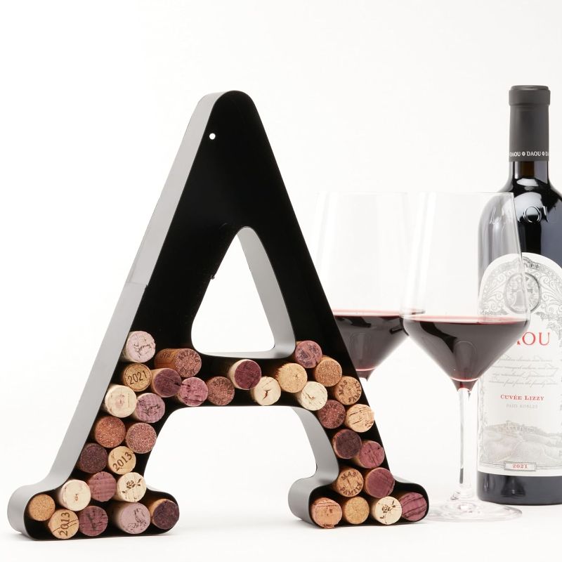 Photo 1 of DECOMIL Wine Cork Holder (A-Z) (Letter A) | Decorative Wine Letters Cork Holder (A) | Wall Art Cork Holder Decor (A)