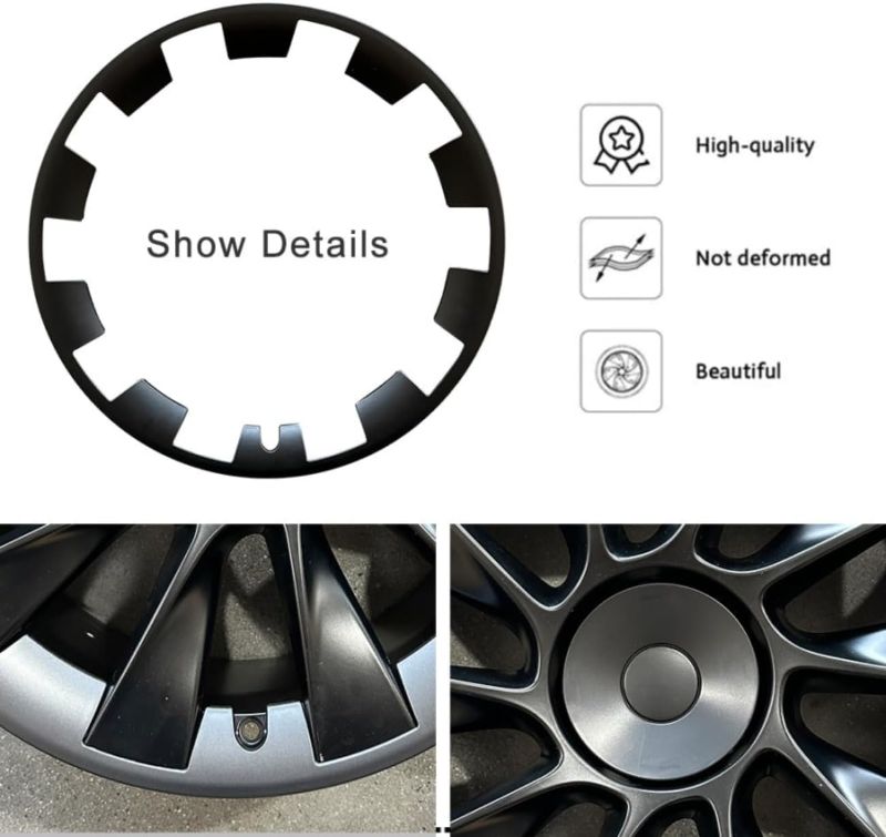 Photo 1 of  Tesla Model Y 20 Inches Wheel Rim Protector Rim, ABS Rim Hubcaps Cover Tesla Model Y 20 inch Wheel Rim Protection Accessories, 1 PCS (Black)
