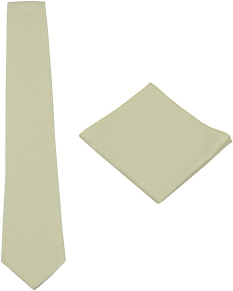Photo 1 of Gollate Mens Solid Linen Tie Set : Slim Necktie with Matching Pocket Square

