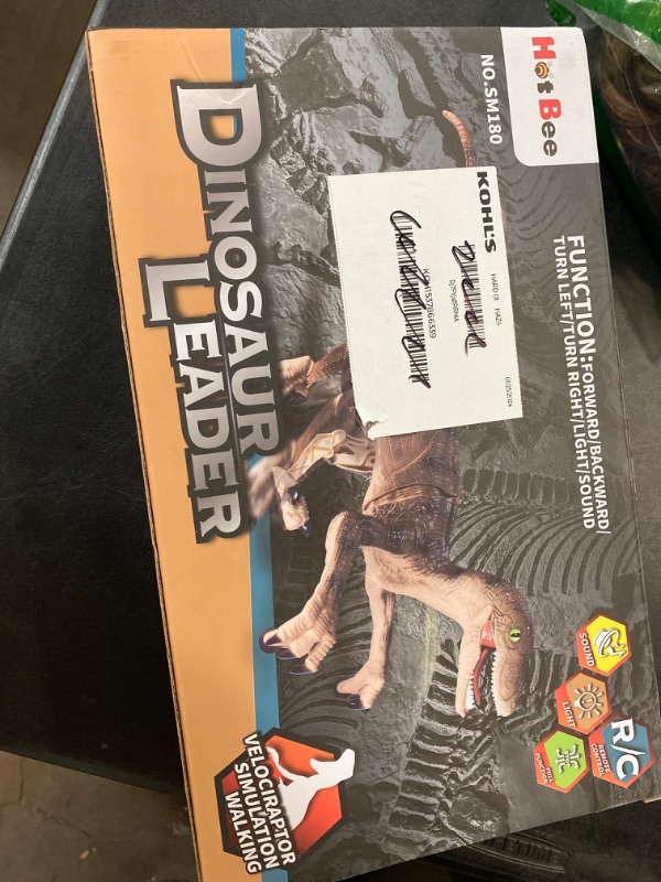 Photo 2 of Hot Bee Remote Control Robot Dinosaur Toys for Kids 4-12, Realistic 18.6" Jurassic Velociraptor Toys w/Light, Roars & Shaking Head, Tail Wagging - RC Walking Dinosaur for Boys Gifts
