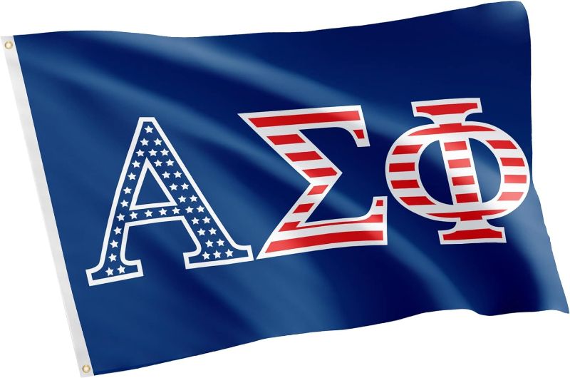Photo 1 of Alpha Sigma Phi USA Letter Fraternity Flag Greek Banner 3 feet x 5 feet Sign Decor Alpha Sig (Flag - USA)