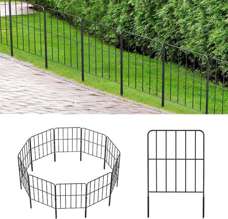 Photo 1 of OUSHENG 24'' (H) Garden Fence 25 Panels, Total 27ft (L) Rustproof Metal Wire Fencing Border Animal Barrier, Flower Edging for Landscape Patio Yard Outdoor Decor, Square