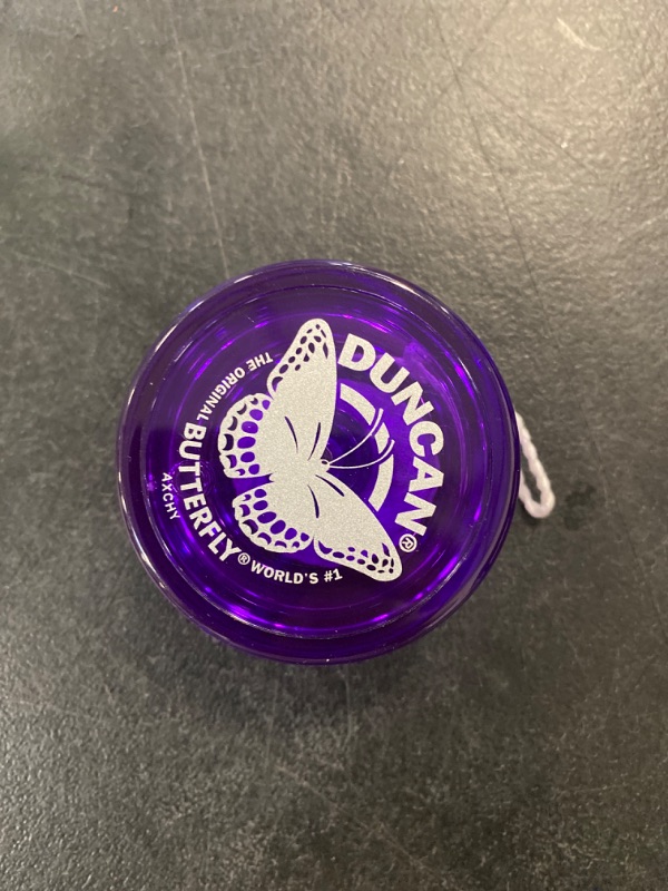 Photo 1 of Duncan Toys Butterfly Yo-Yo, Beginner Yo-Yo with String, Steel Axle and Plastic Body, Purple (3124BU-ECHAP)