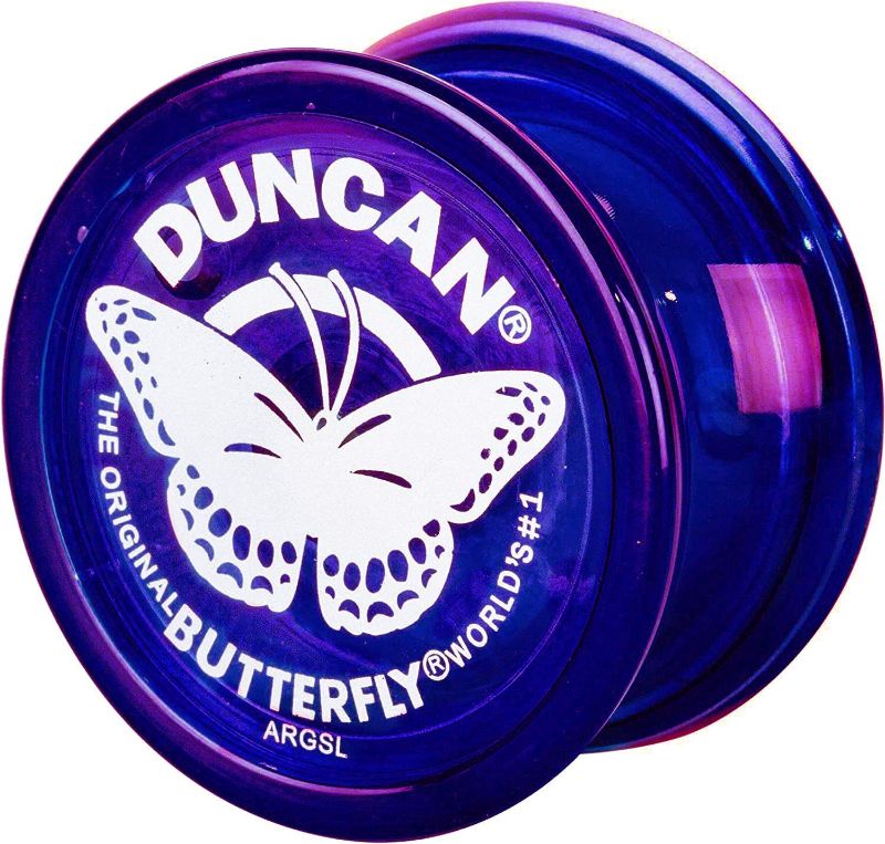 Photo 1 of Duncan Toys Butterfly Yo-Yo, Beginner Yo-Yo with String, Steel Axle and Plastic Body, Purple (3124BU-ECHAP)