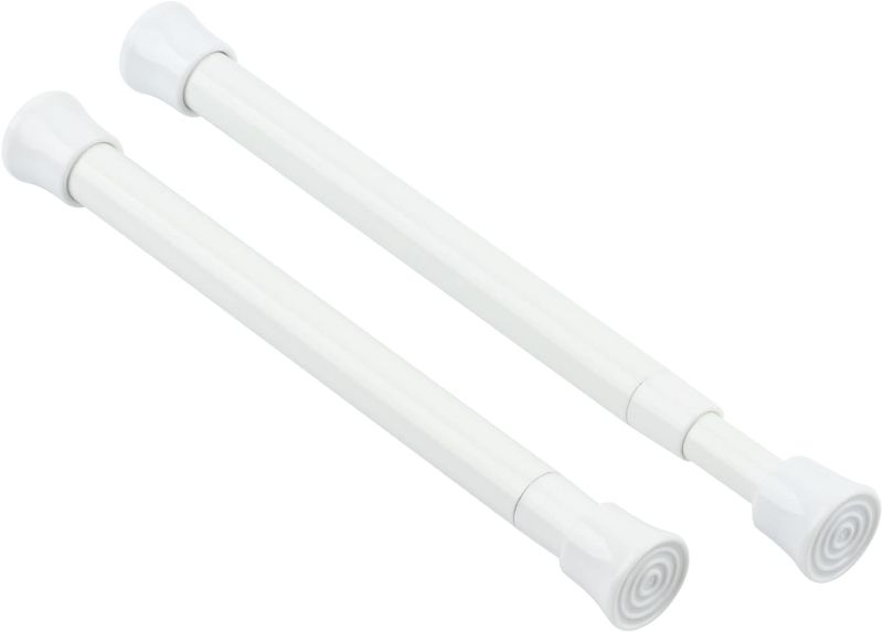 Photo 1 of KXLIFE 2 Pack Small Spring Tension Curtain Rod for Window Cupboard Closet (White, 7.5 to 11.5 Inch)