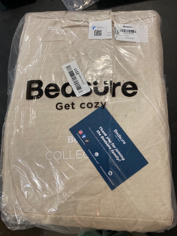 Photo 2 of Bedsure Cotton Duvet Cover Queen Size - 100% Cotton Waffle Weave Beige Duvet Cover, Soft and Breathable Queen Duvet Cover Set for All Season (Queen, 90"x90")