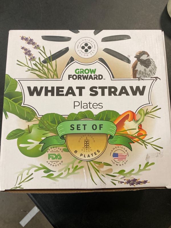 Photo 2 of Grow Forward Premium Wheat Straw Plates - 8 Unbreakable Dinner Plates Set - 10 Inch Eco Friendly Dishwasher & Microwave Safe Plates - Reusable Lightweight Salad Plates for Camping, RV - Midnight