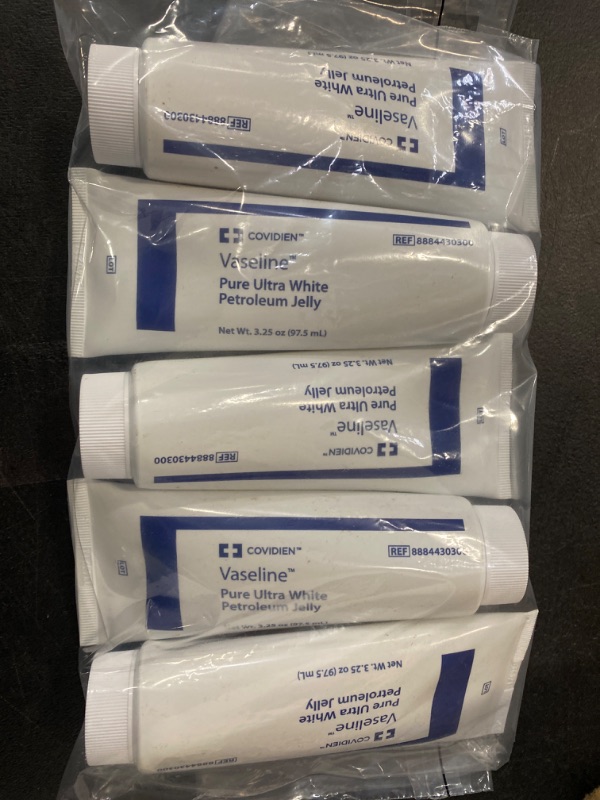 Photo 2 of 5 Pack Medical Grade Vaseline Pure Ultra White Petroleum Jelly, 3.25 oz (97.5 mL) Tubes by Kendall/Covidien