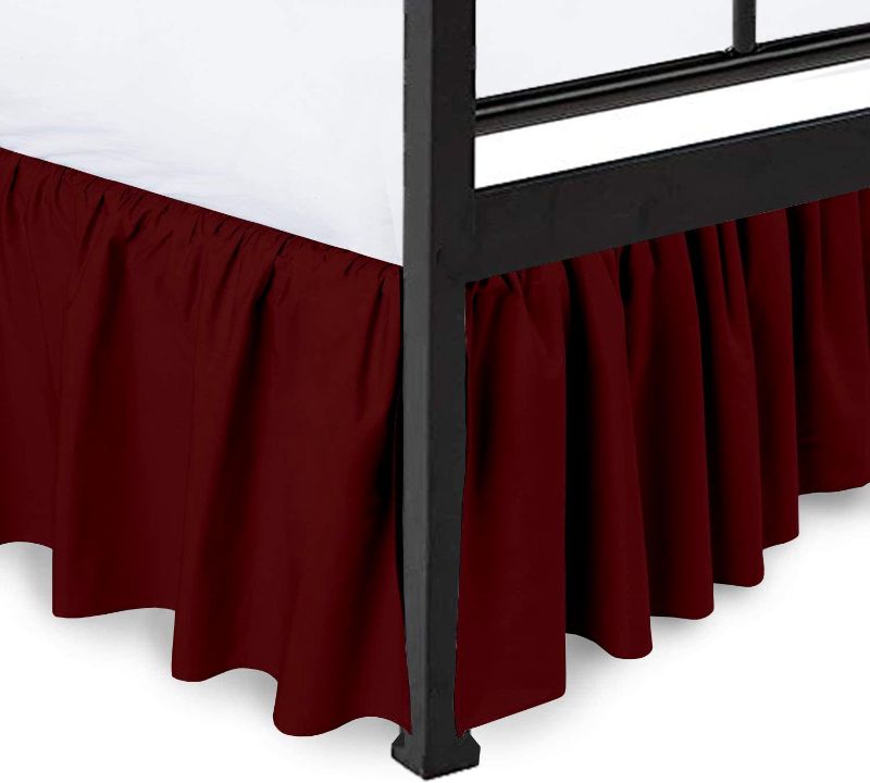 Photo 1 of Peace Sleep Bedding - Ruffled Bed Skirt with Split Corners, Burgundy, Queen 18 Inch Drop Bedskirt, Hotel Quality Brushed Microfiber Wrinkle Free Dust Ruffle Bed Skirt twin-full Size