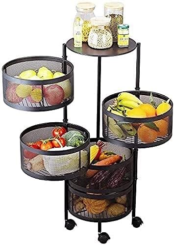 Photo 1 of Shelf Fruit Rack Rotating Fruit Basket Kitchen Floor-Standing 5 Tier Household Shelf for Kitchen Living Fruit Snack Stand