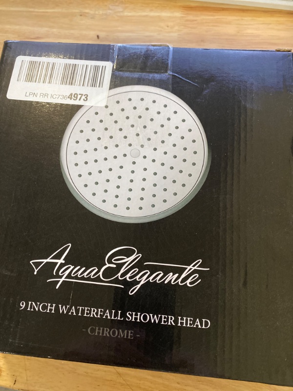 Photo 3 of Waterfall Showerhead - 9 Inch Large Overhead Rain Shower Head - High Flow Best With Extension Arm, 1.8 GPM - Chrome & California Certified 1.8 GPM California Chrome