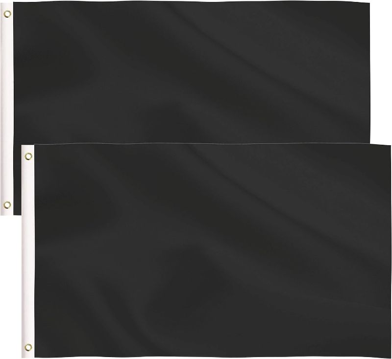 Photo 1 of 2 Pack Solid Black Flag,3x5 Ft DIY Solid Black Flag with Blank Flags Banner Polyester and Brass Grommets,Garden Decoration (Black)