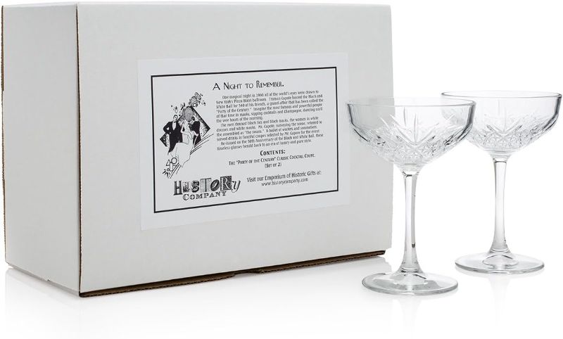 Photo 1 of HISTORY COMPANY New York “Party of the Century” Classic Cocktail Coupe Glass 2-Piece Set (Gift Box Collection)