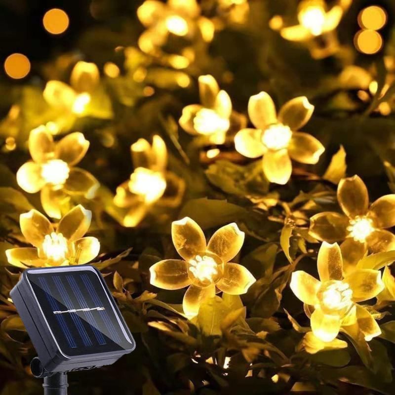 Photo 1 of ITICdecor Solar Flower String Lights Outdoor Waterproof 50 LED Fairy Light Christmas Decorations for Garden Fence Patio Yard Christmas Tree, Home, Lawn, Wedding, Patio, Party Decoration (Warm White)