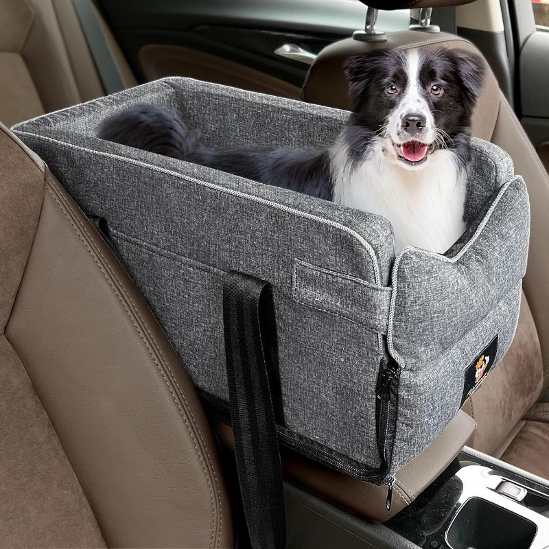 Photo 1 of Dog Car Seat for Small Dogs, Interactive Dog Console Car Seat with Safety Tethers for Small Pets Up to 12 Lbs,Suitable for Most Car Deluxe Interactive Pet Seat