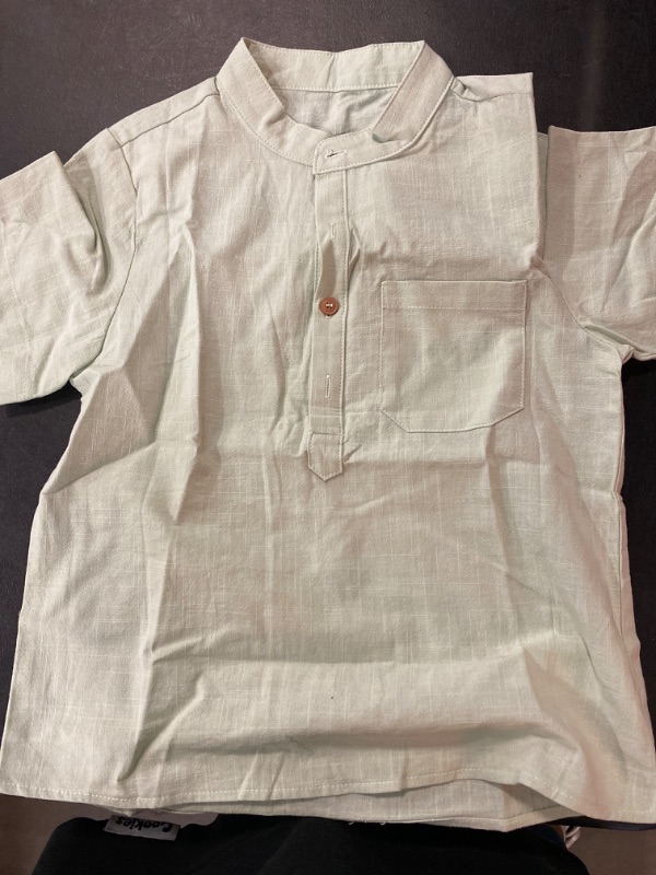 Photo 2 of Inorin Boys Button Up Henley Shirt Short Sleeve Lightweight Summer Linen Cotton Dress Shirts Tees Tops with One Pocket