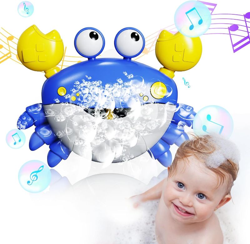 Photo 1 of GLZOOO Crab Bath Toys: Bath Toys for Toddlers, Blow Bubbles and Plays 12 Children’s Songs, Sing-Along Bath Bubble Maker for Baby (Blue)