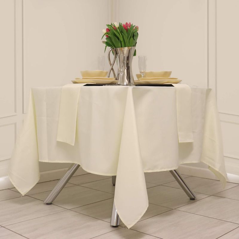 Photo 1 of Kadut Square Tablecloth 52 x 52 Inch Ivory Square Table Cloth for Square or Round Table | Heavy Duty | Washable Tablecloth for Parties, Weddings, Kitchen, Restaurant, Wrinkle-Resistant Table Cover