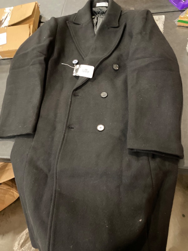 Photo 2 of ELETOP Men's Trench Coat Long Wool Coat Winter Classic Overcoat Top Pea Coat size XL 