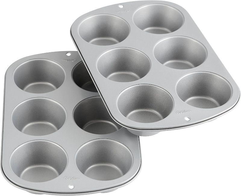 Photo 1 of Wilton Recipe Right Non-Stick 6 Cup Jumbo Muffin Pan, 2 count (Pack of 1)