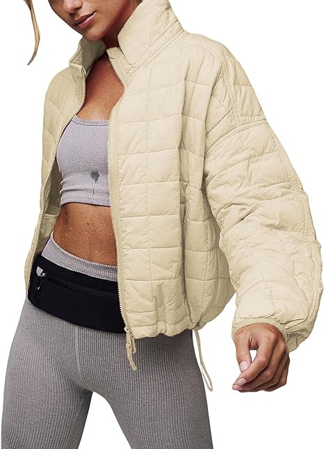 Photo 1 of EsheSy Women's Quilted Puffer Jacket Lightweight Long Sleeve Full Zip Padded Coat with Pockets
