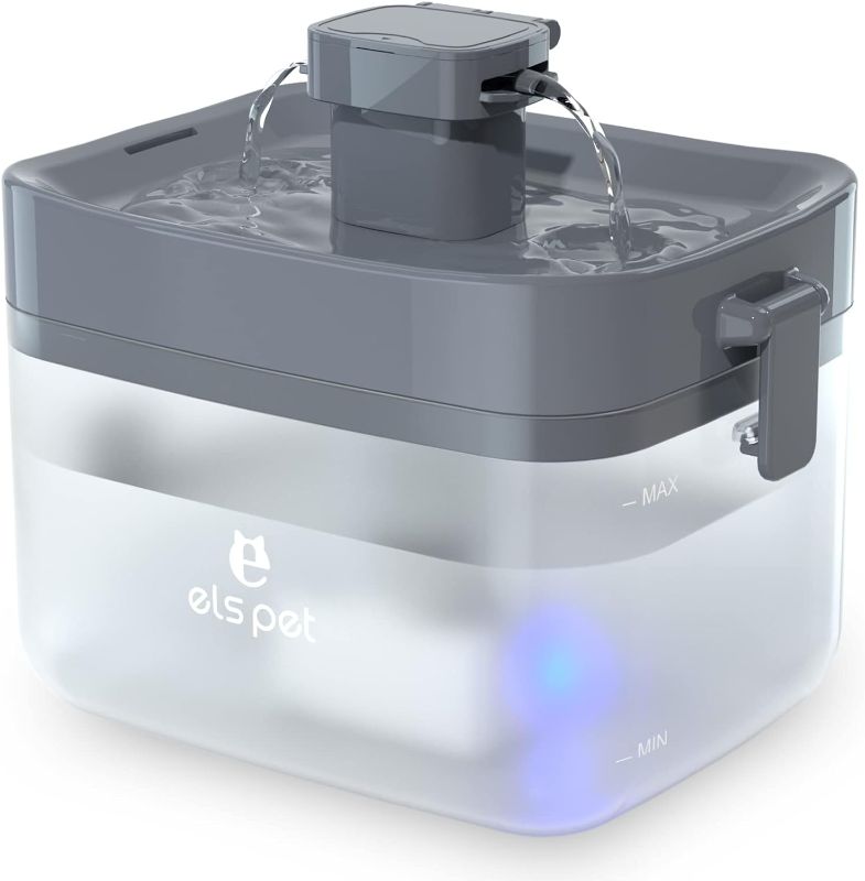 Photo 1 of ELS PET Automatic Cat Water Fountain - USB Ultra-Quiet 1.5L Translucent Mini Tank for Small to Medium Cats