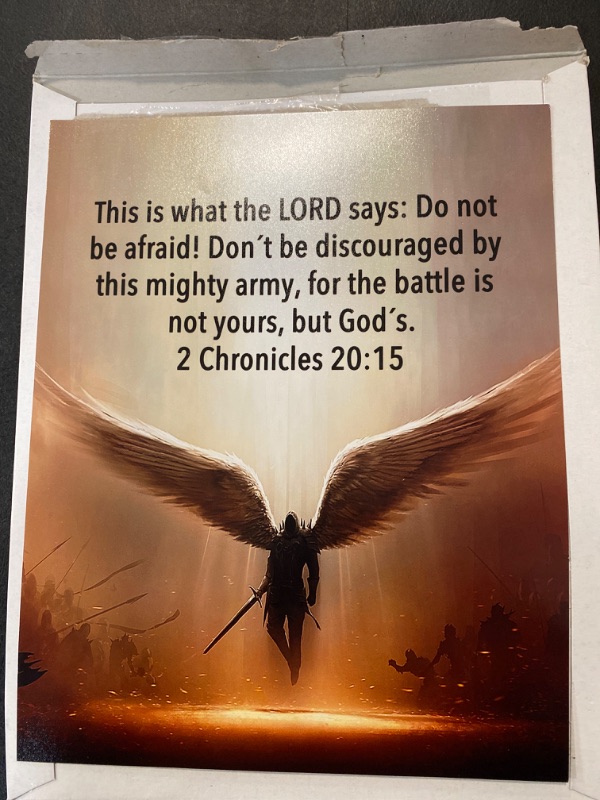 Photo 2 of The Battle Is Not Yours - Warrior Christian Wall Decor, Angel Inspirational Wall Art, Bible Verse Motivational Print For Living Room Decor Aesthetic, Home Decor, Office Decor, Church, Unframed - 8x10