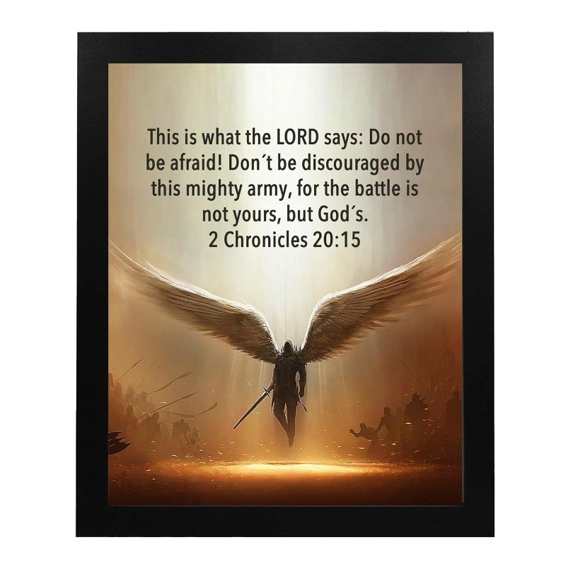 Photo 1 of The Battle Is Not Yours - Warrior Christian Wall Decor, Angel Inspirational Wall Art, Bible Verse Motivational Print For Living Room Decor Aesthetic, Home Decor, Office Decor, Church, Unframed - 8x10
