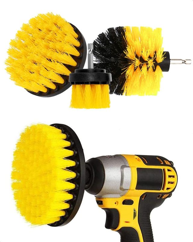 Photo 1 of 3Pcs Power Drill Brush Attachment - Grout Cleaner for Tile Floors Drill Brush Set Bathroom Cleaner for Pool Tile Tub Shower Scrubber for Cleaning - Kitchen Scrub Brush Car Wash Brush Drill Attachment