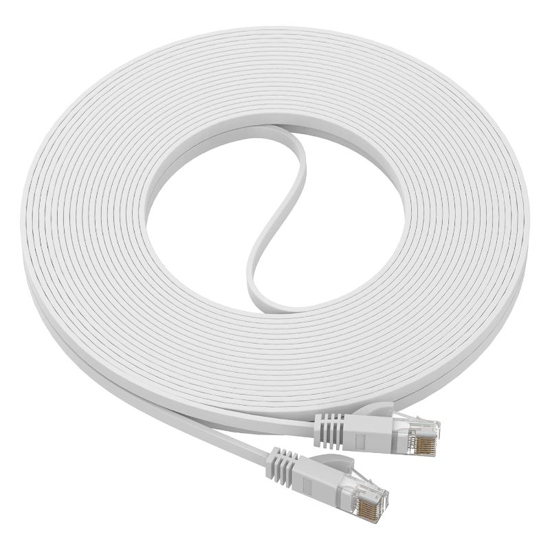 Photo 1 of Ultra Clarity Cables Cat 6 Ethernet Cable, Flat 50 Feet LAN, UTP Cat 6, RJ45, Network Cord, Patch, Internet Cable - 50 ft - White