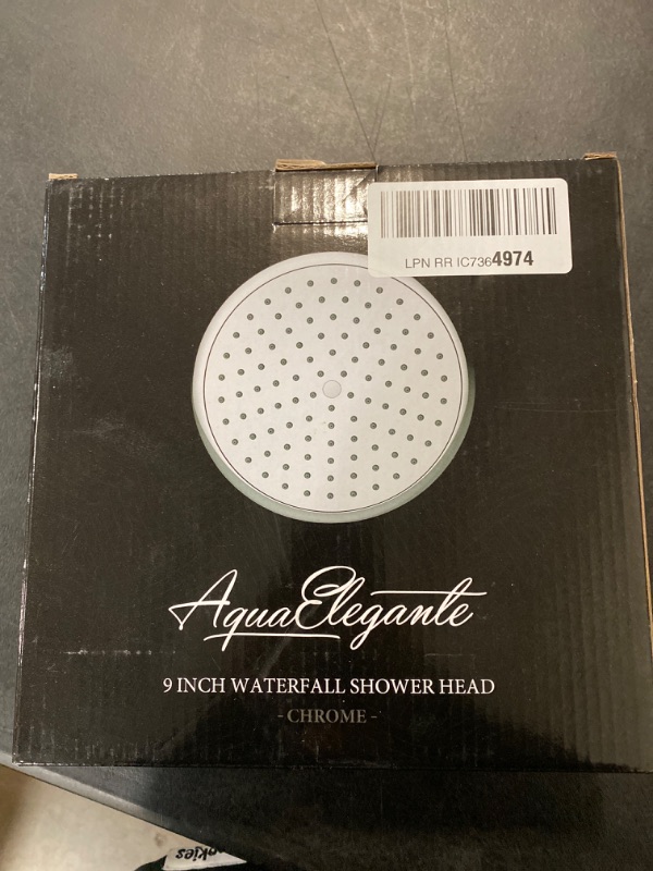 Photo 2 of Waterfall Showerhead - 9 Inch Large Overhead Rain Shower Head - High Flow Best With Extension Arm, 1.8 GPM - Chrome & California Certified 1.8 GPM California Chrome