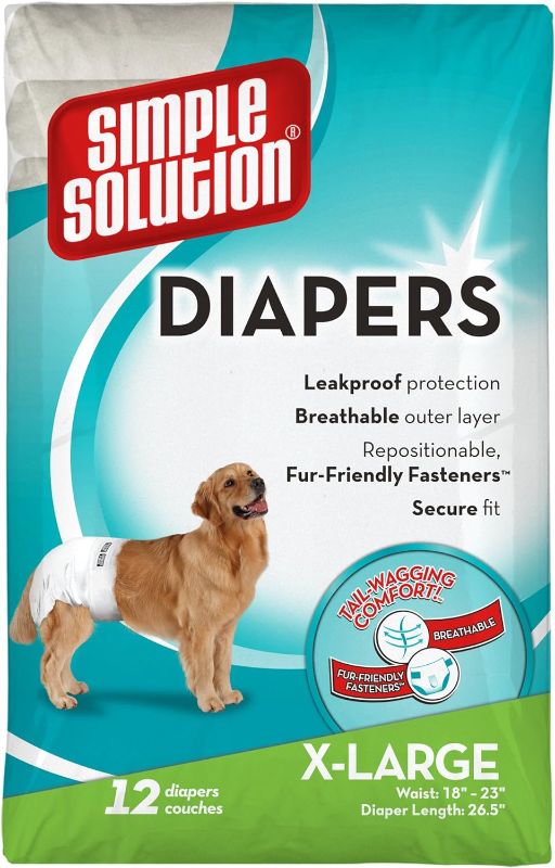 Photo 1 of Simple Solution Disposable Dog Diapers for Female Dogs | Super Absorbent Leak-Proof Fit | XL | 12 Count