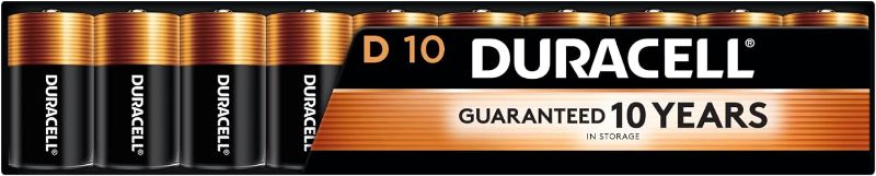Photo 1 of Duracell Coppertop D Batteries, 10 Count Pack, D Battery with Long-lasting Power, All-Purpose Alkaline D Battery for Household and Office Devices