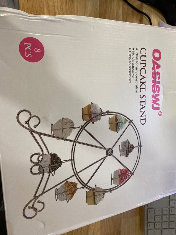 Photo 1 of Ferris Wheel Cupcake Stand Dessert Serving Tray, Ferris Wheel Cupcake Stand for Carnival and Circus Theme Party Wedding Party Furnishing Accessories (White)