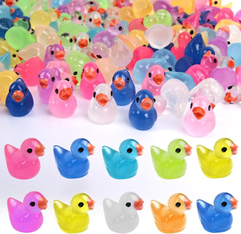 Photo 1 of 200 PCS Mini Ducks, Resin Luminous Tiny Ducks Glow in the Dark, Small Resin Luminous Animals Miniature Figures Ducks in Bulk for Garden Potted Plants Dollhouse Dark Party Decorations (10 Colors)