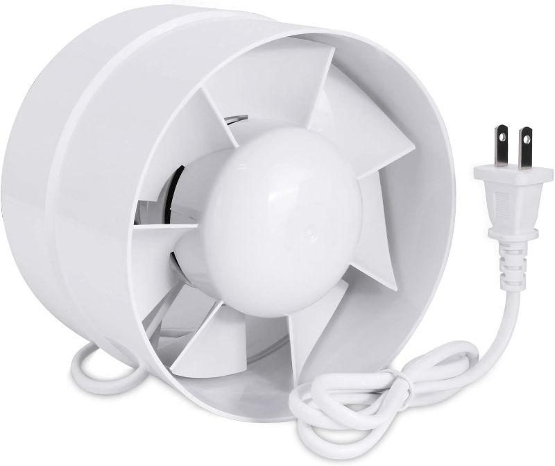 Photo 1 of Inline Duct Fan 4 Inch Vent Booster, HVAC Exhaust Intake Fans 76 CFM, Ventilation Blower for Grow Tent Attic Kitchen Garage Greenhouse Basement (? 4 inch/110v)
