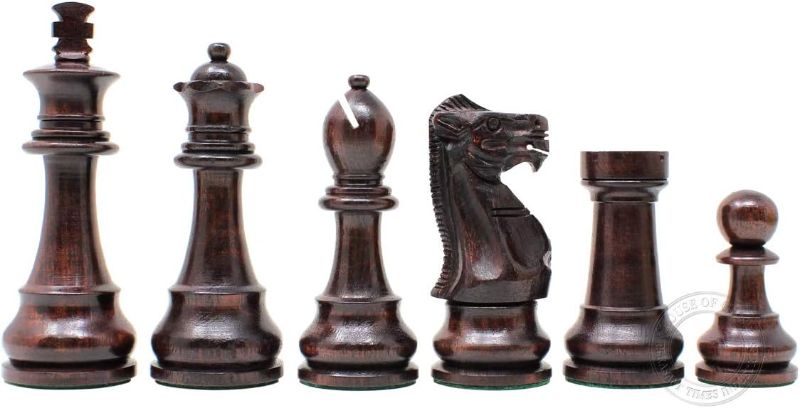 Photo 3 of House of Chess - Tournament Chess Set Pieces - Unique Staunton Ringy Rosewood / Boxwood Chess Pieces - King Height: 3.75" (95 mm) - 2 Extra Queens - Weighted