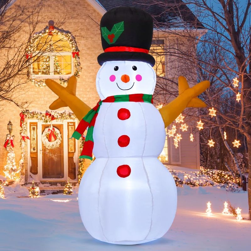 Photo 1 of GOOSH 5 FT Christmas Snowman Inflatable Decoration Blow Up Snowman Outdoor Christmas Yard Decoration with Branch Hand Blow Up Holiday Indoor Outdoor Party Garden Yard Decoration