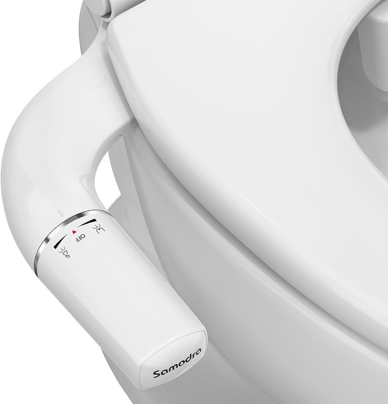 Photo 1 of SAMODRA Ultra-Slim Bidet Attachment for Toilet - Dual Nozzle (Frontal & Rear Wash) Hygienic Bidets for Existing Toilets - Adjustable Water Pressure Fresh Water Toilet Bidet - Easy to Install