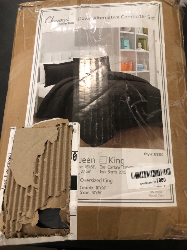 Photo 2 of Chezmoi Collection 3-Piece Down Alternative Comforter Set (Oversized King, Black) Black Oversized King