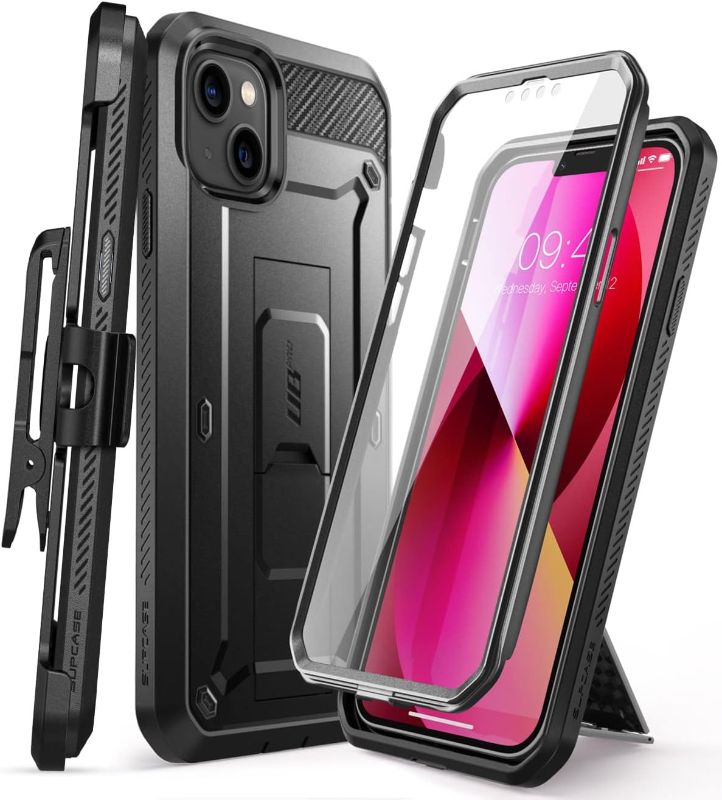 Photo 1 of SUPCASE Unicorn Beetle Pro Series Case for iPhone 13 (2021 Release) 6.1 Inch, Built-in Screen Protector Full-Body Rugged Holster Case (Black)