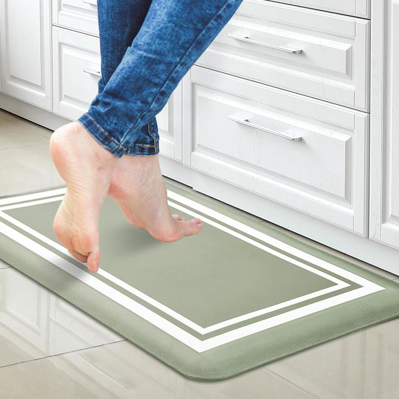 Photo 1 of Tititex Sage Green Kitchen Mat Cushioned Anti-Fatigue Rugs,17.3"x 28", 0.47" Thick,Non Slip, Waterproof Classic Standing Desk Comfort Mat for Kitchen, Floor Home, Office, Sink, Laundry