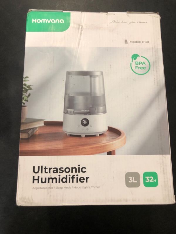 Photo 2 of Homvana Humidifiers for Bedroom Home, 3L Cool Mist Top-Fill 32H Super Long Time, Quiet 23dB, Baby Humidifier, Oil Diffuser for Large Room, Plants, Nursery, Office BPA FREE, 7 Color Light Ultrasonic