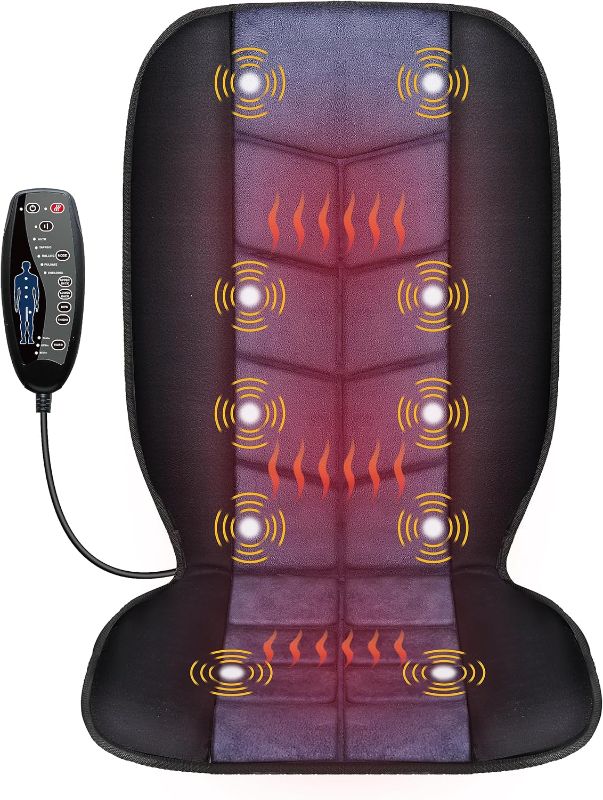 Photo 1 of CILI Massage Chair Pad,Back Massage with Heat,Massage Pad with 10 Vibration Motors,30-60-90 Minutes Heating Options,Chair Massager for Office Chair, Massage Chair for Home Office Use (Black)