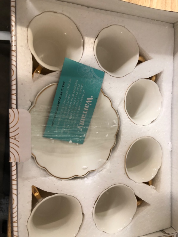 Photo 4 of BTaT- Espresso Cups and Saucers, 2.4 oz, Set of 6, with Gold Trim and Gift Box, Demitasse Espresso Cups, Espresso Cups with Saucer, Porcelain Espresso Cups, Espresso Cup and Saucer Set, Demitasse Cups