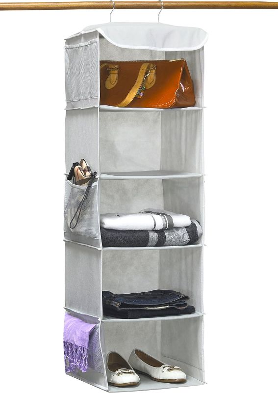 Photo 2 of Simple Houseware 5 Shelves Hanging Closet Organizer, Gray