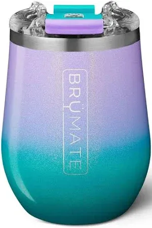 Photo 1 of BrüMate Uncork'd XL MÜV - 100% Leak-Proof 14oz Insulated Wine Tumbler with Lid - Vacuum Insulated Stainless Steel Wine Glass - Perfect For Travel & Outdoors (Glitter mermaid)