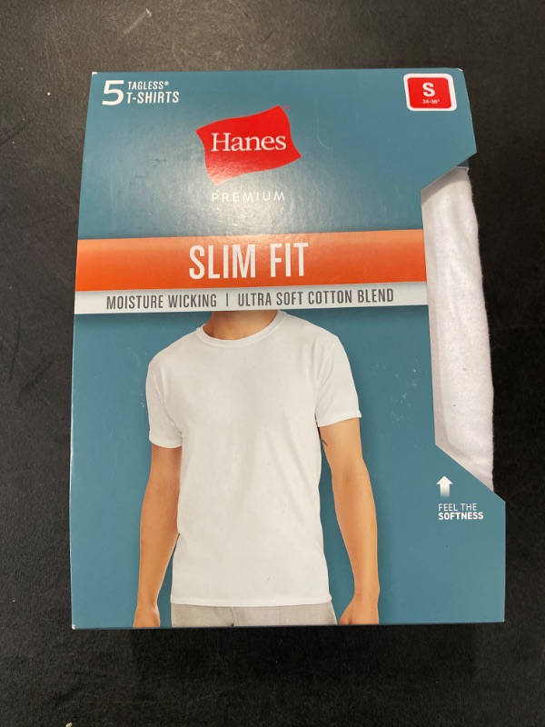 Photo 2 of Small 34-36" Hanes Men's Premium 5pk Slim Fit Crewneck T-Shirt