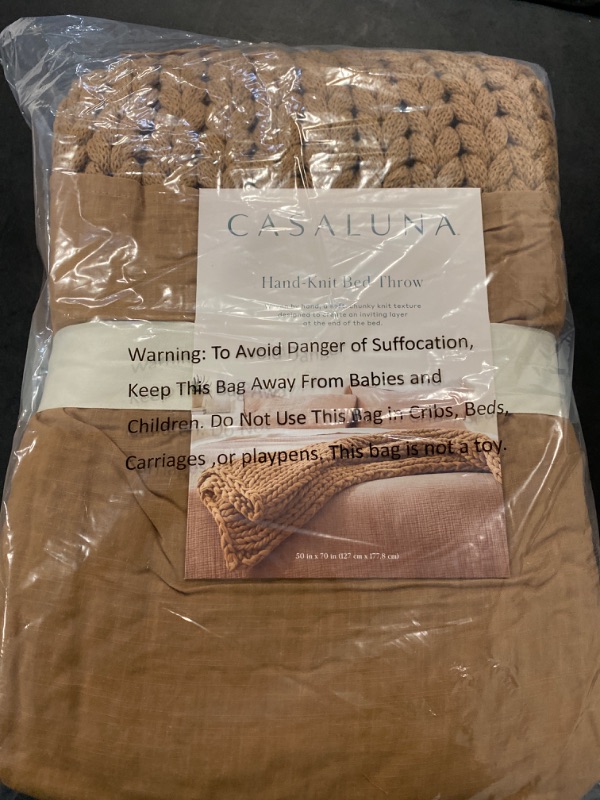 Photo 1 of Oversized Solid Bed Throw Warm Brown - Casaluna